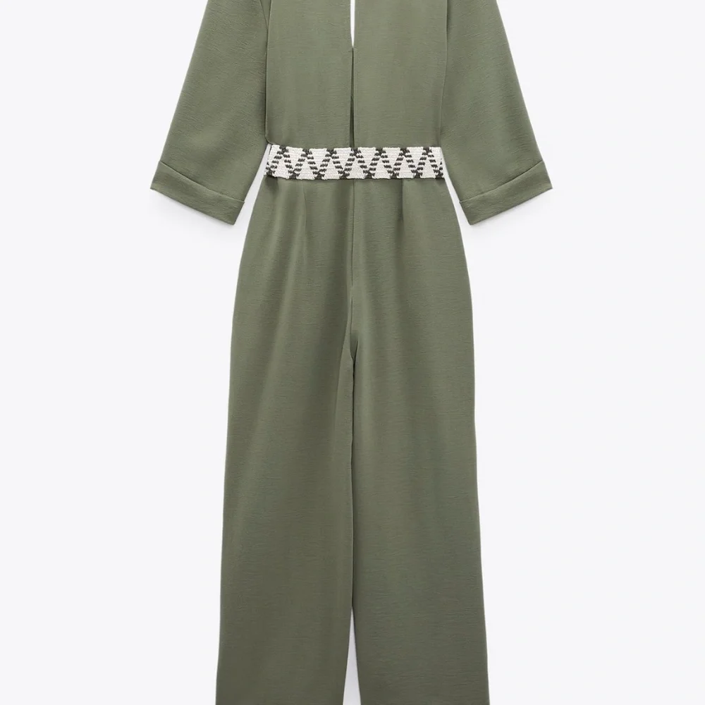 Zara limited edition minimalist linen blend belted jumpsuit